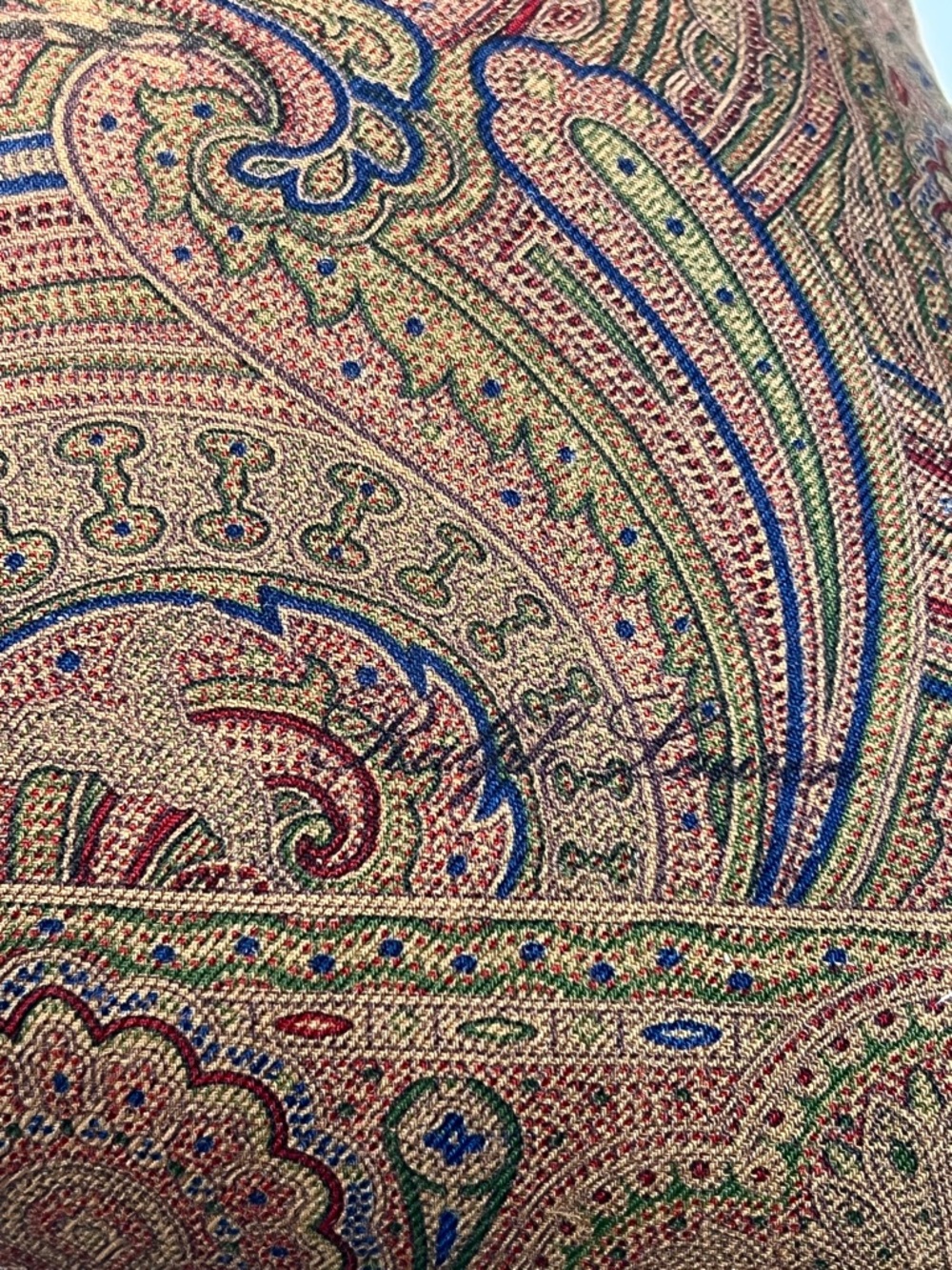 Ralph Lauren Equestrian Vintage Y2K Wool Pillow 20x20 Paisley Horse Luxury - Picture 5 of 5